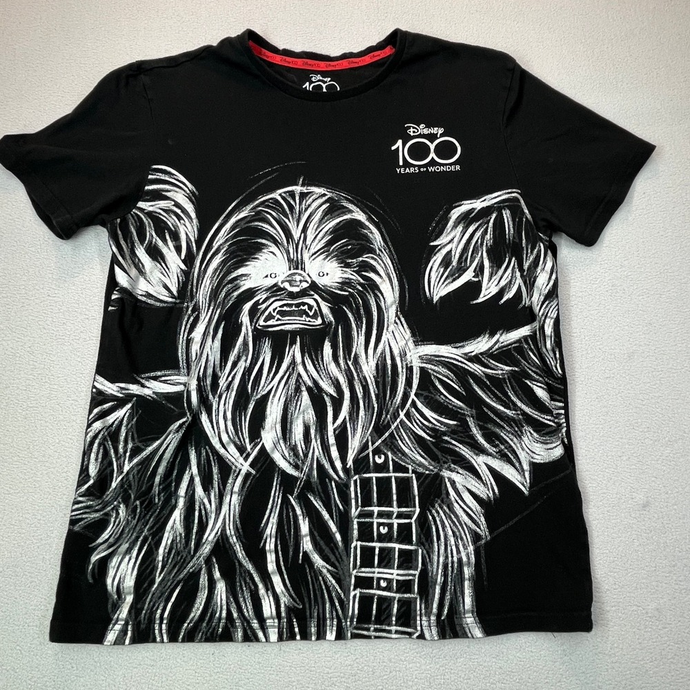 Disney 100 Star Wars Chewbacca Graphic T-Shirt Mens Medium Black Sketch Tee